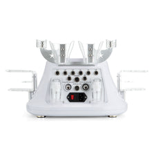 White electronic device with multiple ports and controls on a white background
