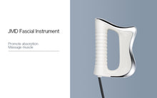 White fascial instrument on a gray background with text describing its use.