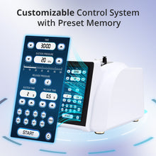 Control system with digital display and buttons on a light blue background