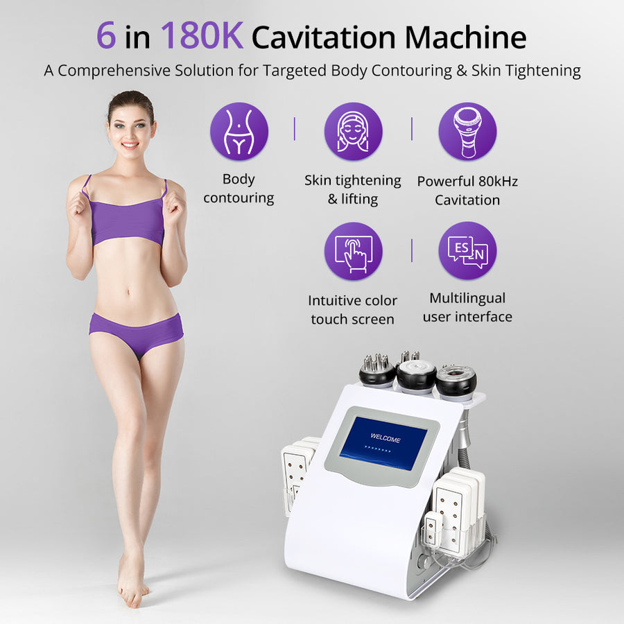 6 In 1 80k Cavitation Machine With Vacuum Radiofrequency For Body Cont