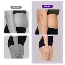Before and after images of a waist reduction product.