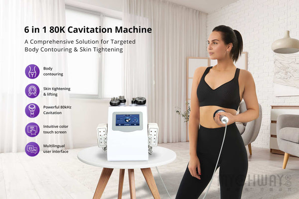 6 In 1 80k Cavitation Machine With Vacuum Radiofrequency For Body Cont