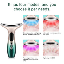 3 LED Face Neck Massager Rechargeable Vibrating Heating Facial Beauty Device