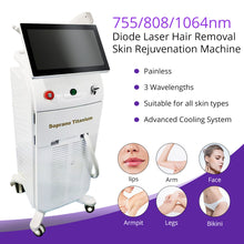 755/808/1064nm Wavelengths Diode Laser Hair Removal Skin Rejuvenation Machine
