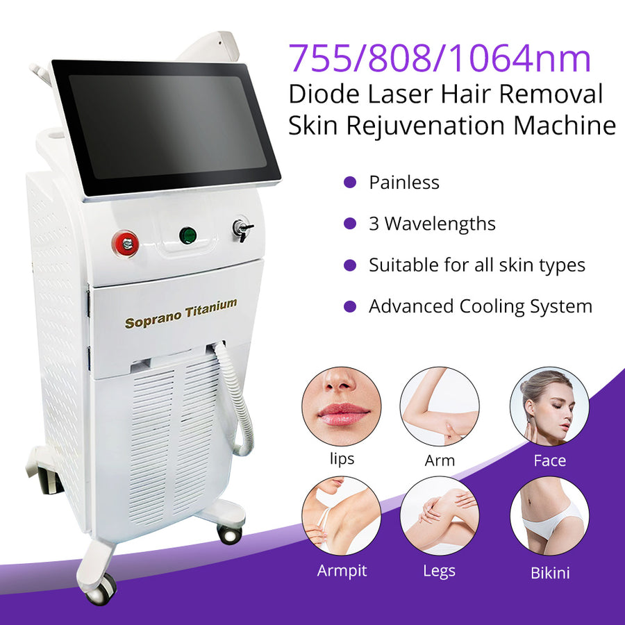 755/808/1064nm Wavelengths Diode Laser Hair Removal Skin Rejuvenation