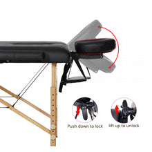 Massage Table 3 Fold Adjustable Portable Facial Spa Salon Bed Tattoo Black