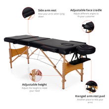 Massage Table 3 Fold Adjustable Portable Facial Spa Salon Bed Tattoo Black