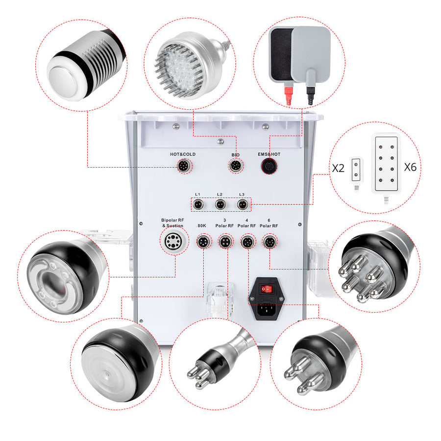 10 In 1 80k Cavitation Machine With RF Vacuum Laser Lipo Pads For Body