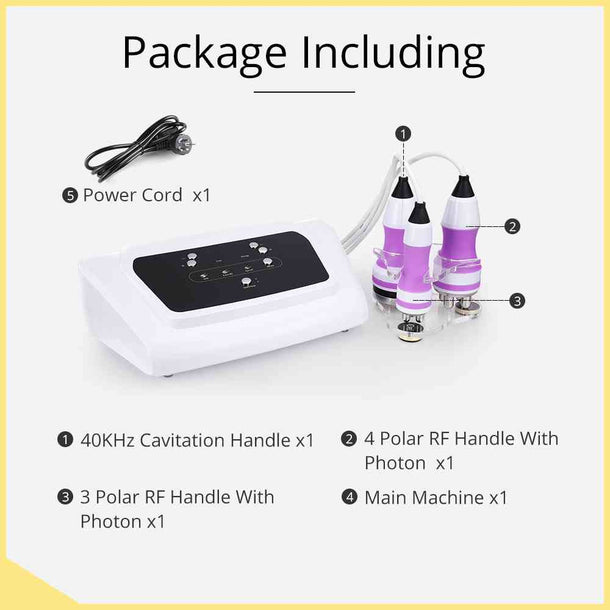 pakage list of 3In1 home use cavitation machine