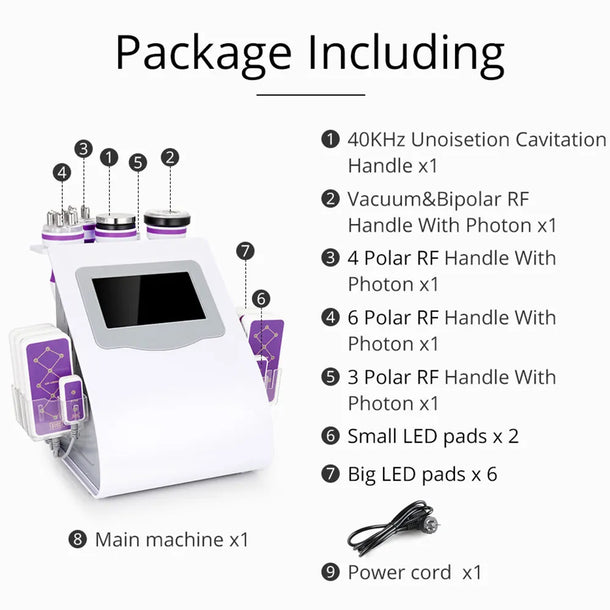 40K 6 In 1 Ultrasonic Cavitation Machine Package Details